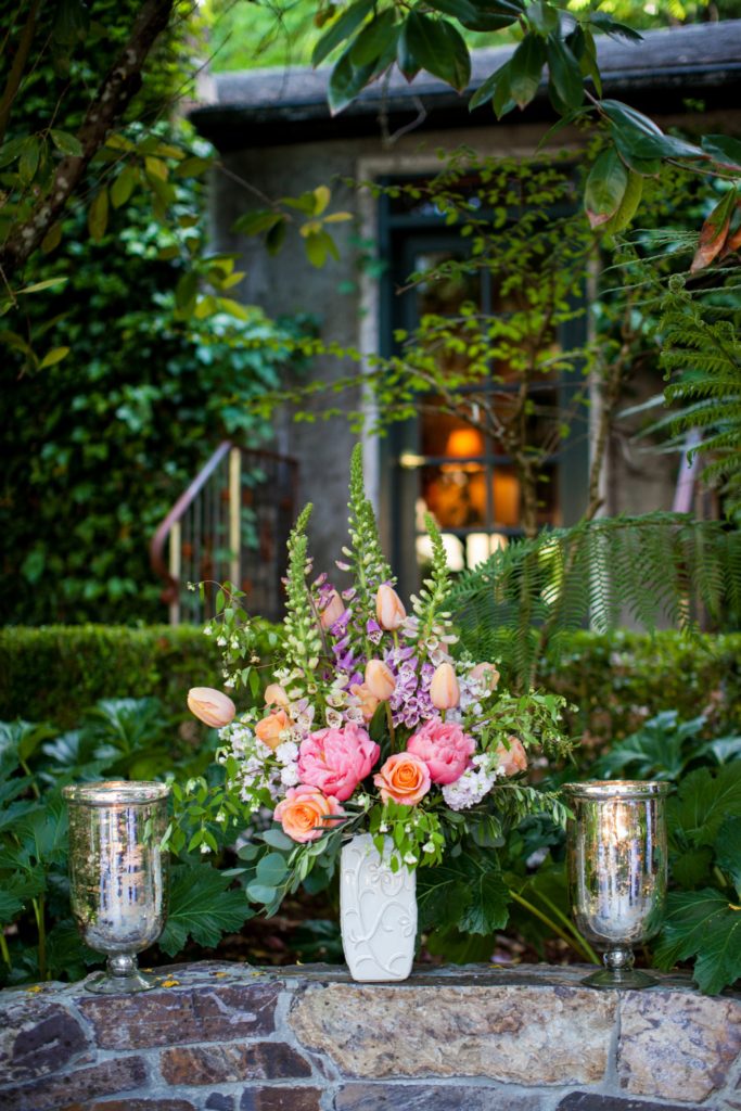 Orange and pink wedding flowers