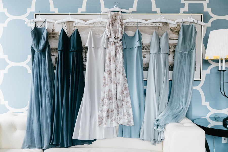 shades of blue bridesmaid dresses