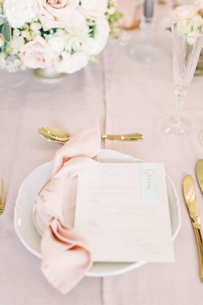Blush and gold table setting