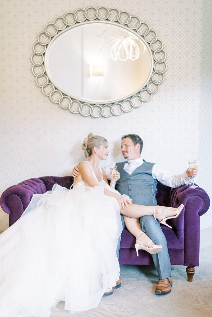 Wedding couple toasting