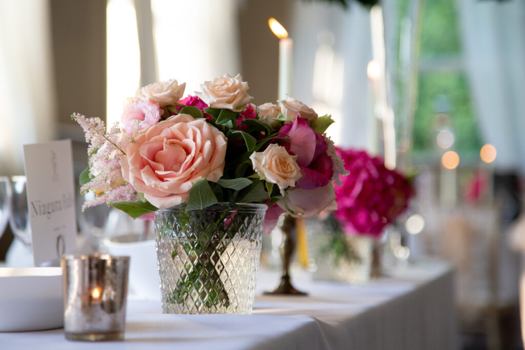 Shades of pink wedding flowers