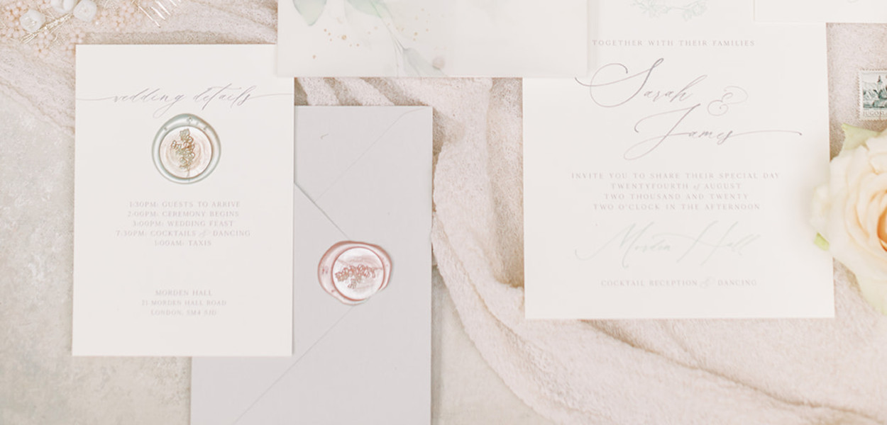 Grey and mint wedding stationery