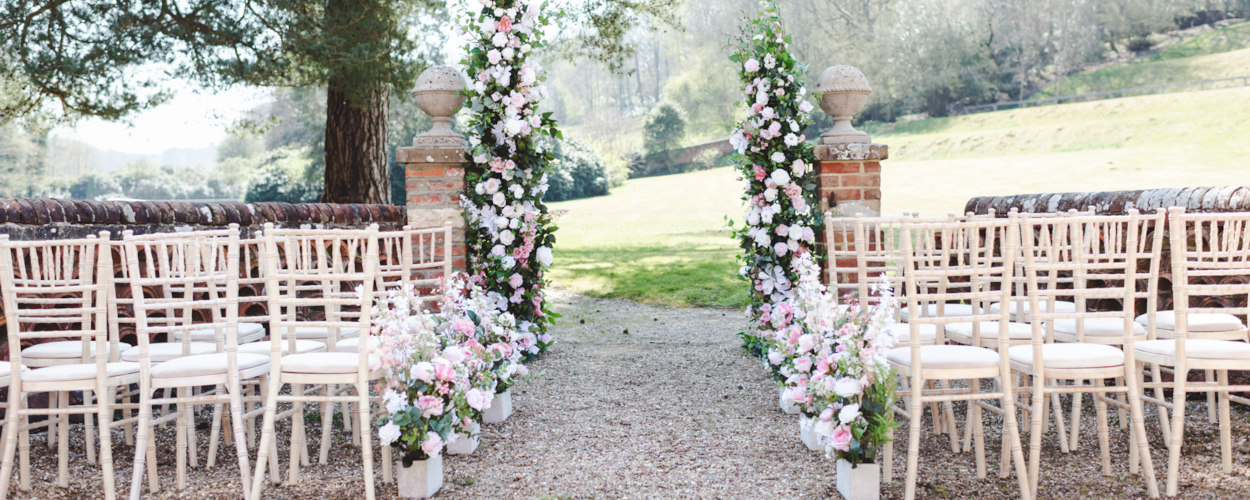 wedding ceremony set up at Wotton House