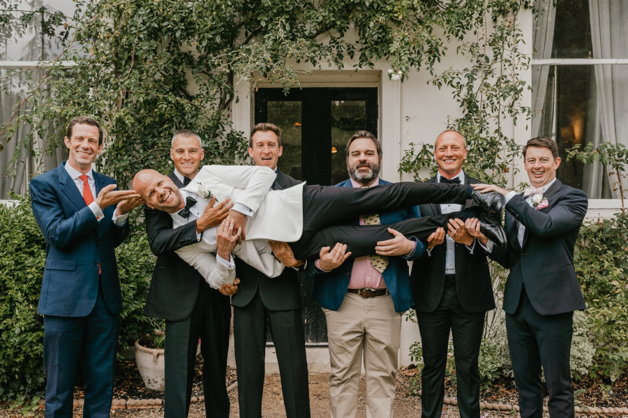 Groom and groomsmen at Morden Hall