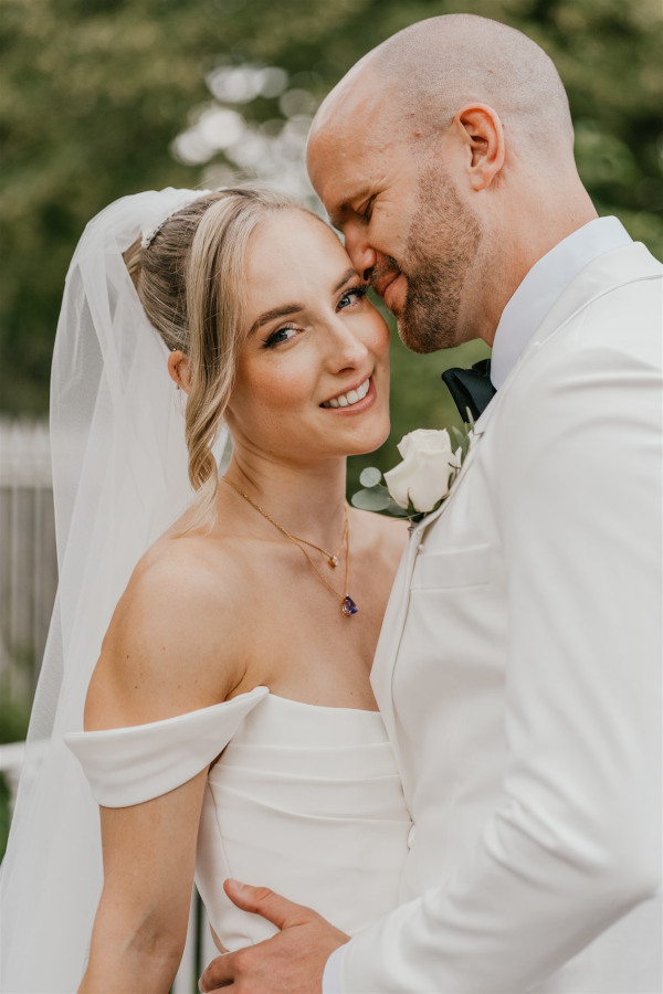 Couple portrait of bride and groom at Morden Hall