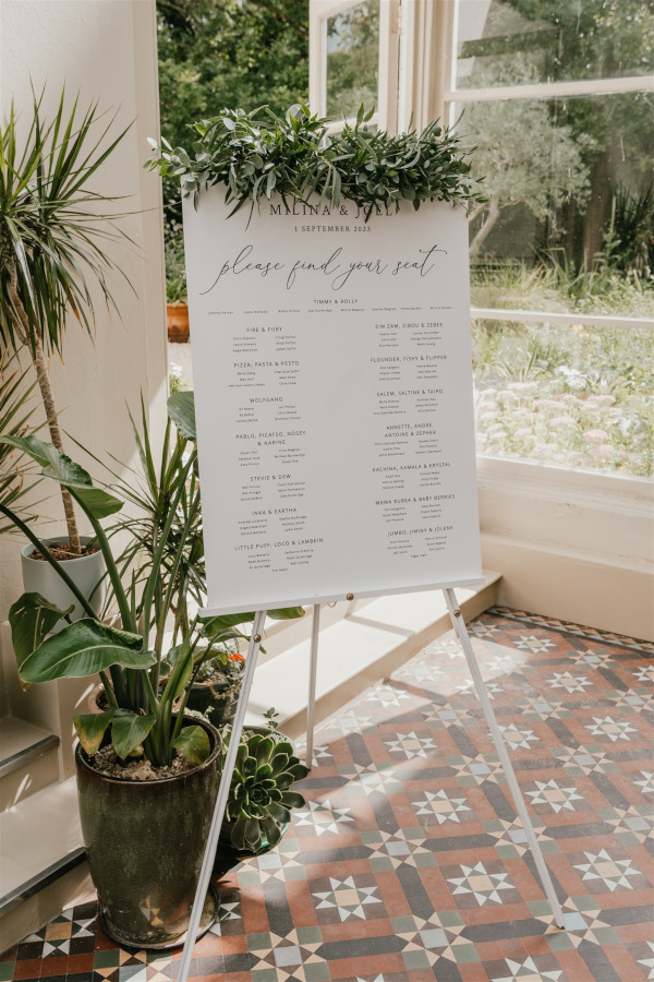 Wedding table plan at Morden Hall