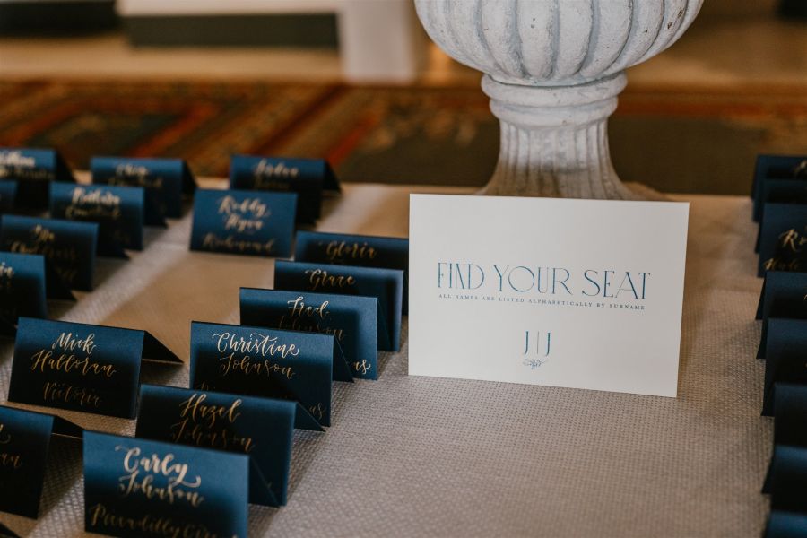 Escort cards with sign