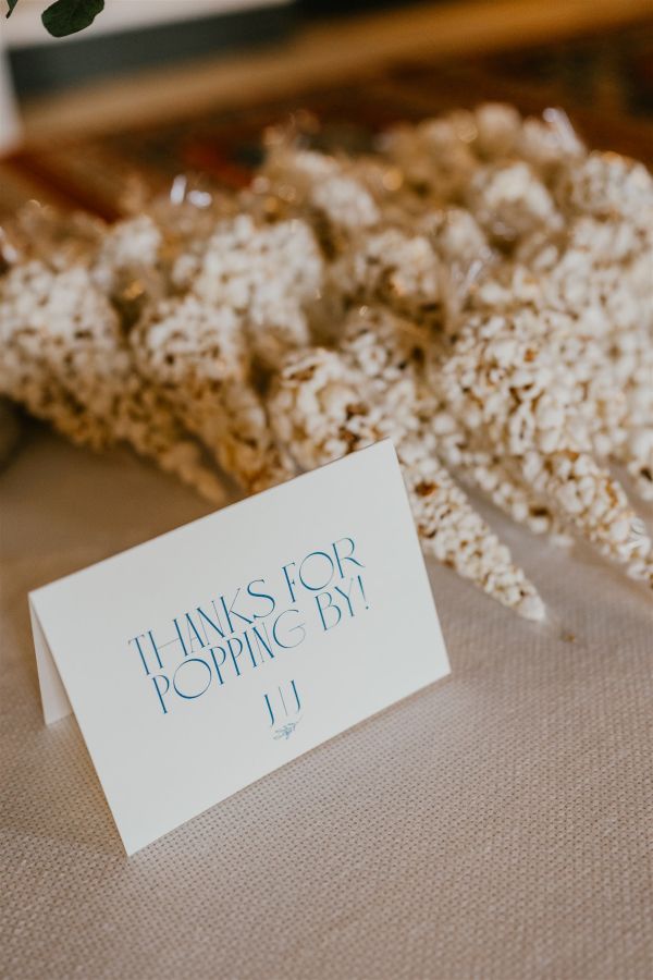 wedding popcorn favour cones with sign