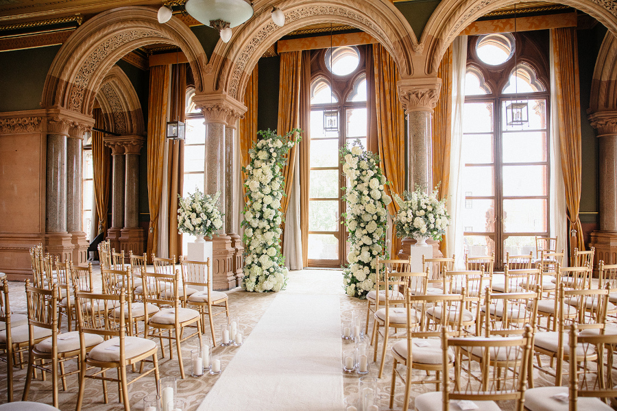 Ceremony set up St Pancras London Hotel Ladies Smoking Room